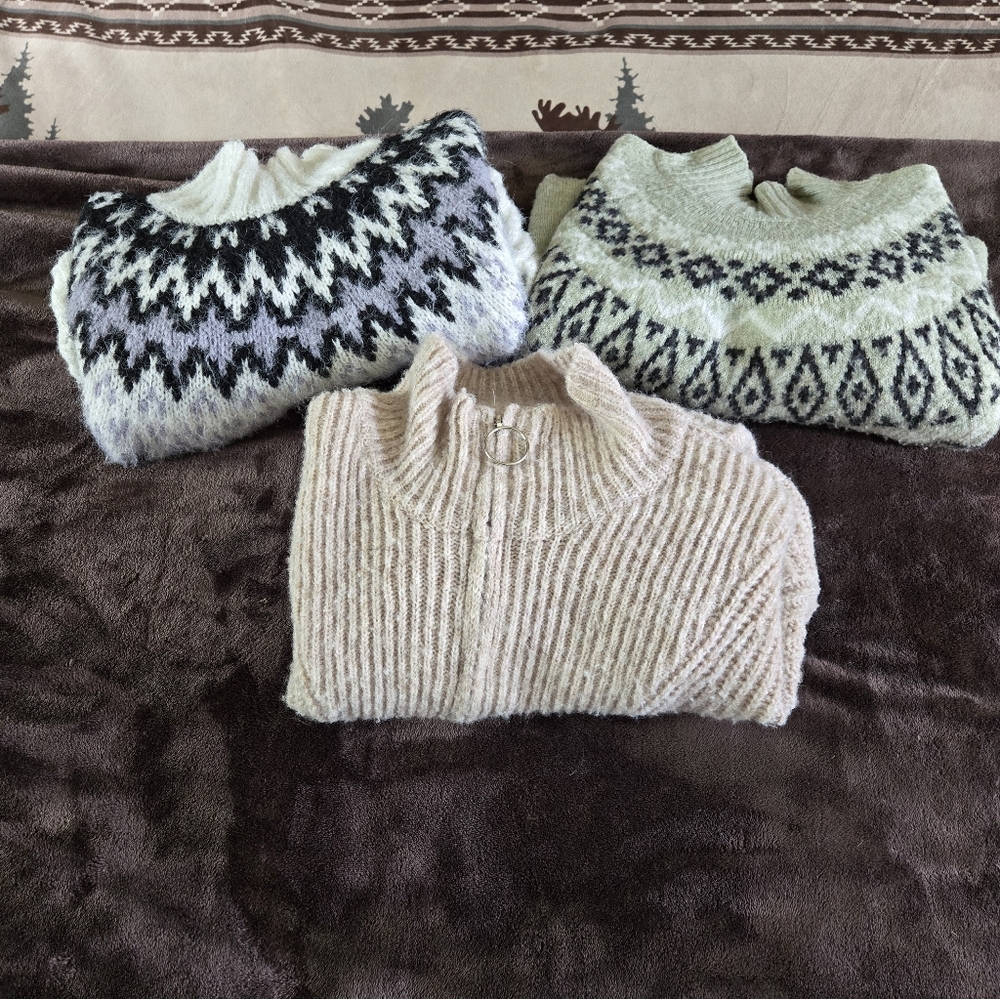 Cozy Knit Sweater Collection - Black, Cream, Tan